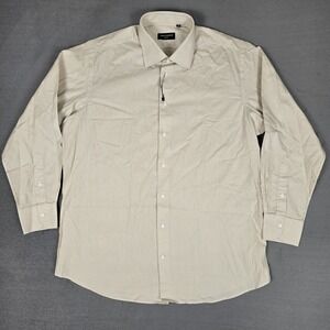 Spier & Mackay Shirt Mens 17-34 Button Up Yellow White Stripe Classic NEW